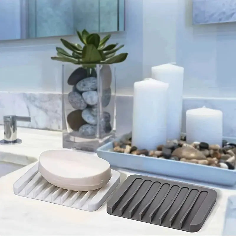 SmartChoice Silicone Self Draining Soap Holder Non Slip Countertop For Kitchen And Bathroom