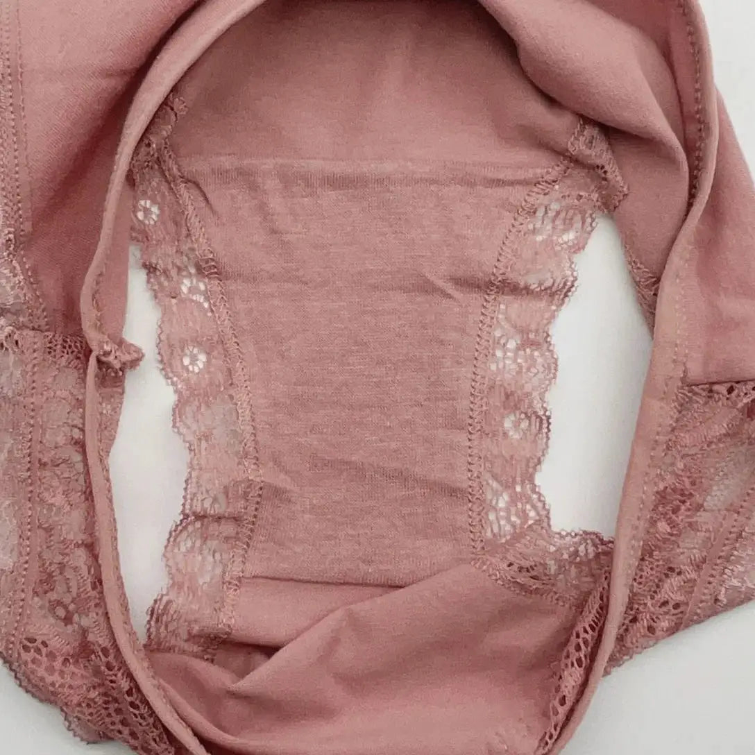Simples Market 5-piece set of low-rise cotton lace panties for women in pink