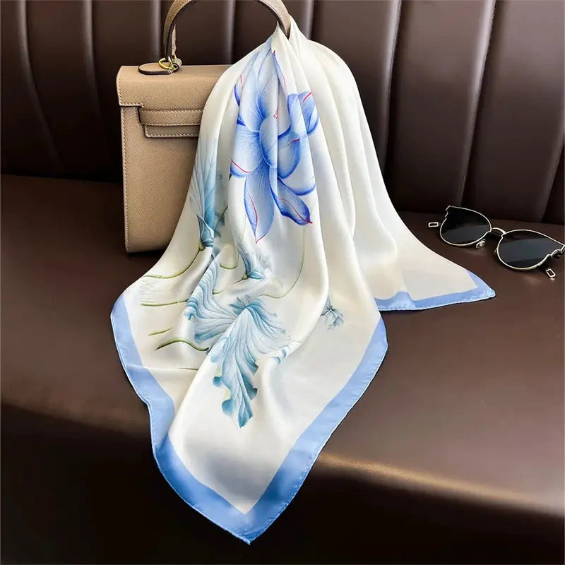 Luxe Silk Satin Square Scarf Silk Feel Finish Versatile Fashion Wrap For Shawl Hijab Neckerchief Hair Ribbon Headband