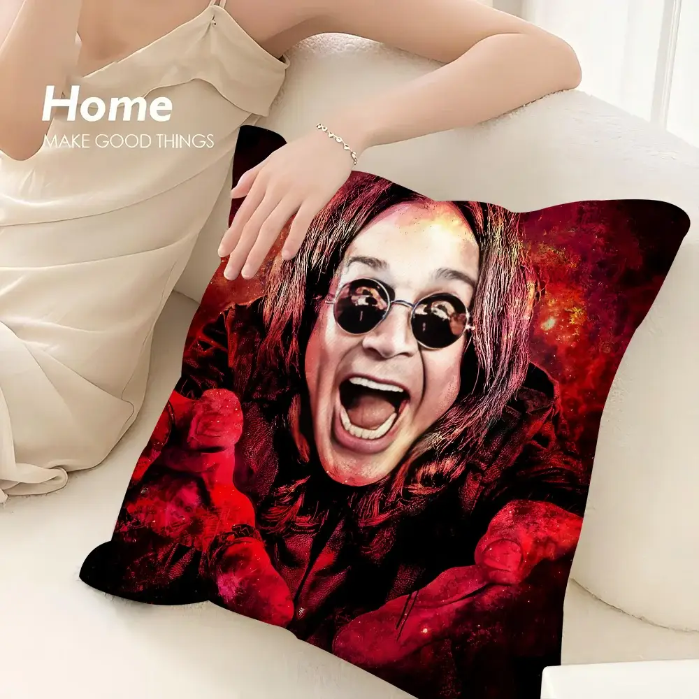 O-OZZY OSBOURNE pillow case, double-sided square cushion cover with red and black artwork.