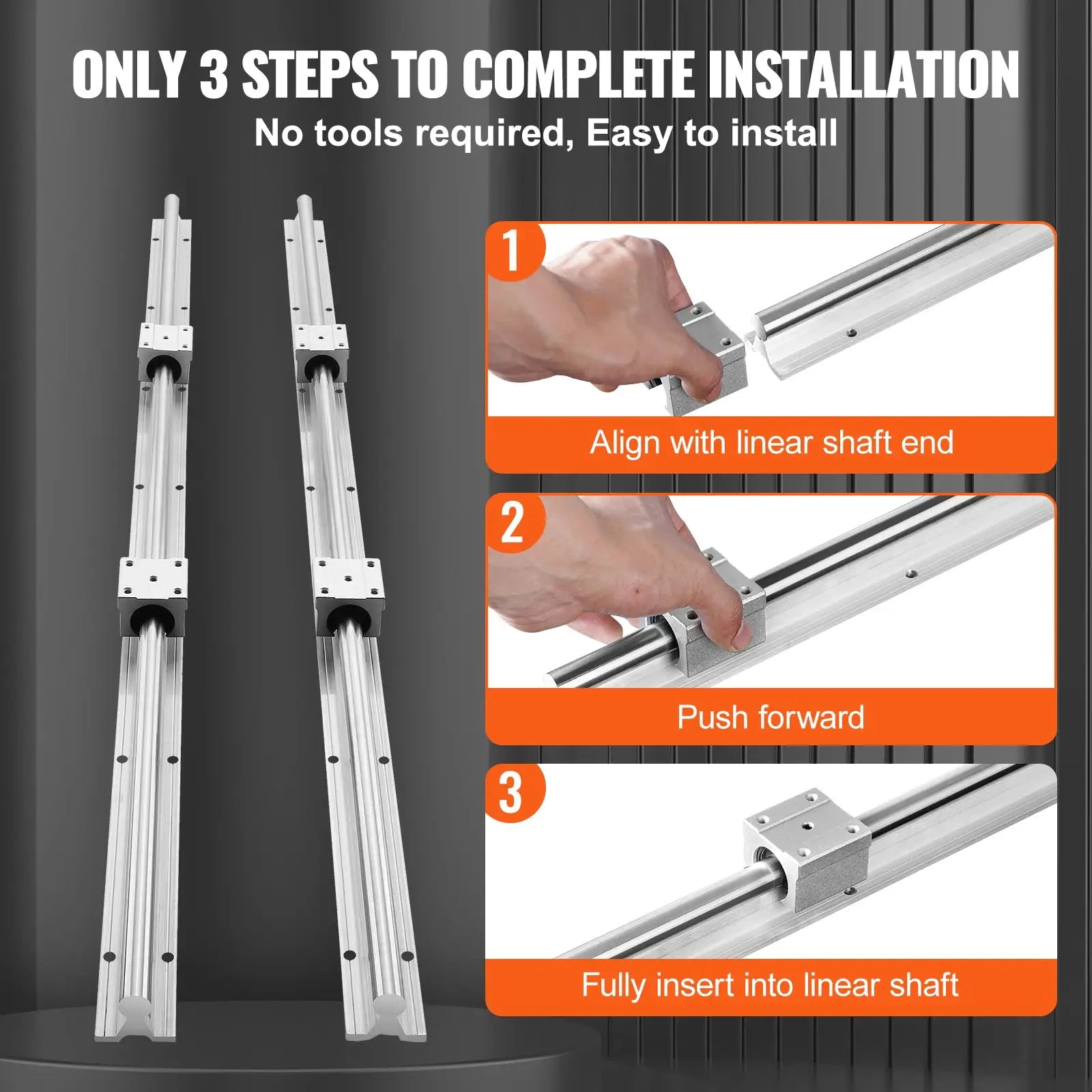 2 pcs SBR linear guide rails with 4 UU bearing blocks in silver aluminum by Simples Market