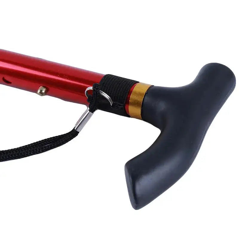 Simples Market telescopic hiking pole with red aluminum shaft and black T-handle