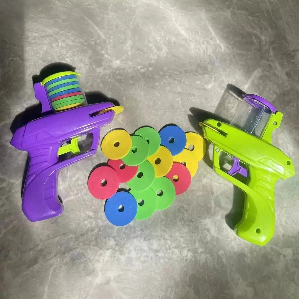 Kids Outdoor Foam Disc Launcher Toy Flying Disc Gun For Double Parent Child Interactive Play