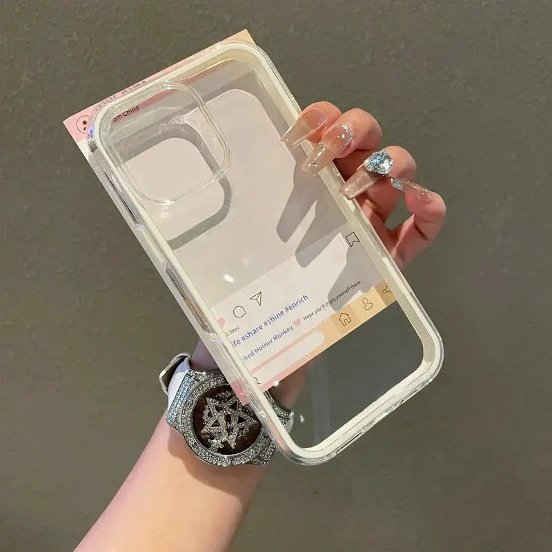 Luxury Transparent Candy Phone Case For iPhone 11 To 17 Pro Max Crystal Clear Shockproof Bumper