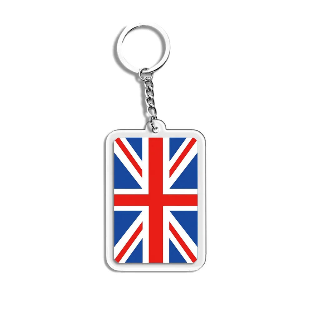 National Flags Keychain Set With Glass Inlay Ten Flags Zinc Alloy