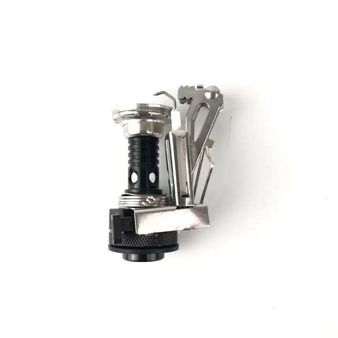 Portable aluminum camping gas stove by Simples Market with folding metal pot supports