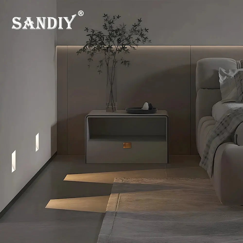 SANDIY sensor wall sconce lamp with recessed step lights and motion detection; frameless stair lighting for hall/foyer