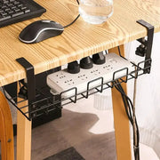 Metal Under Desk Storage Rack And Cable Management Tray No Punching Wire Organizer For Home Office