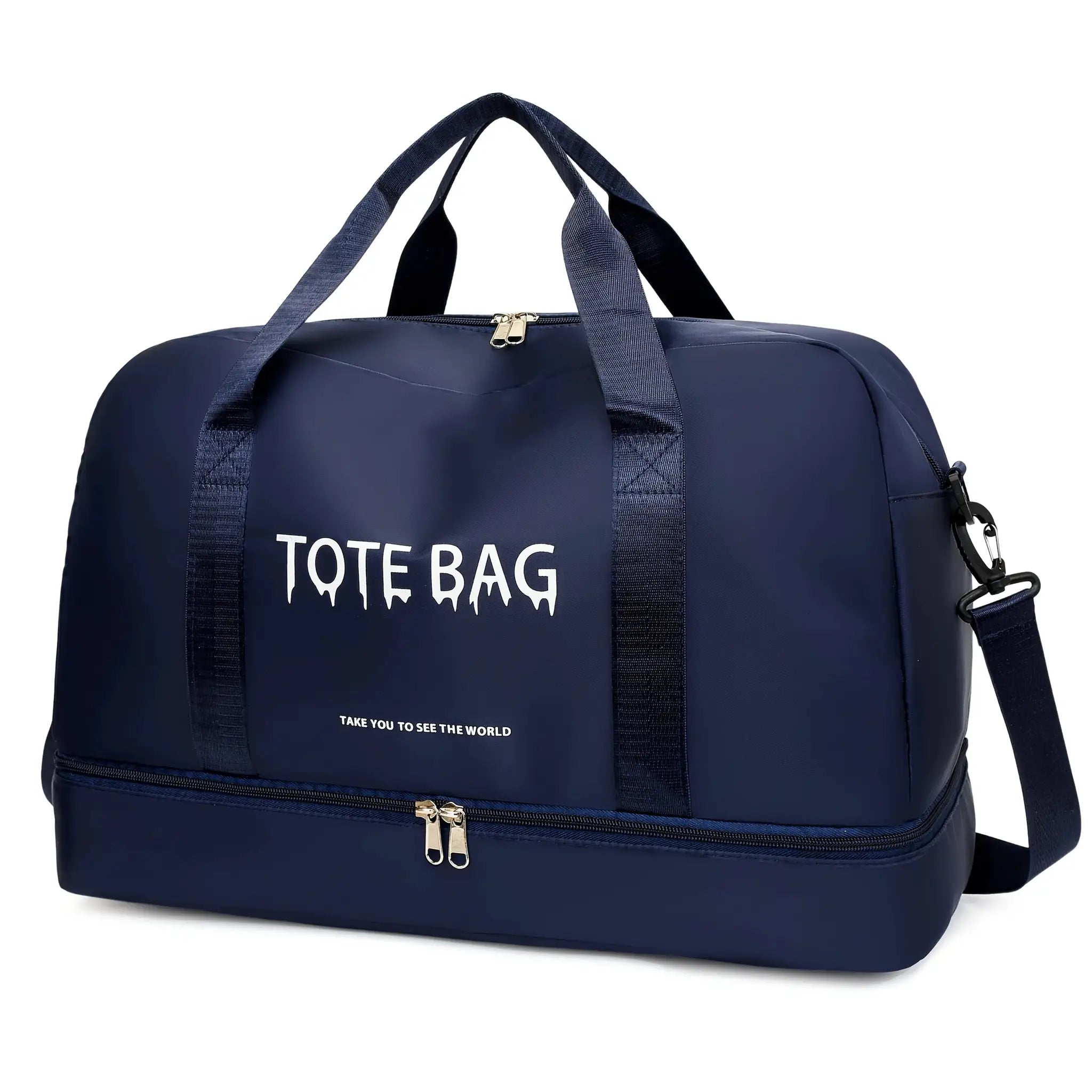 Duffle bag Simples Market navy nylon with adjustable shoulder strap