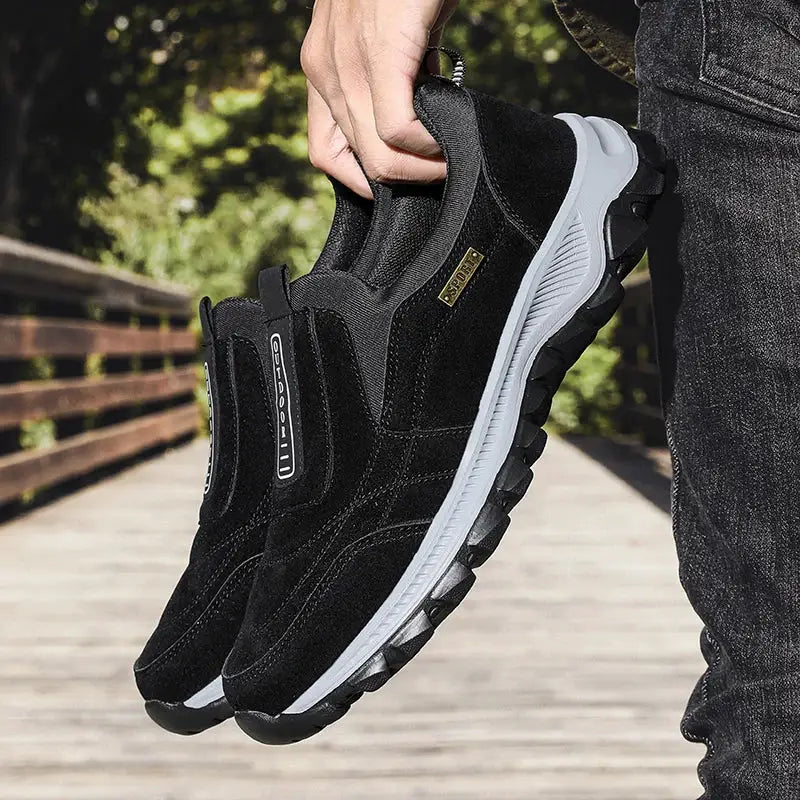 TrailStride Mens Non Slip Casual Sports Shoes with Breathable Hemp Upper and Wear Resistant Outdoor Walking Shoes
