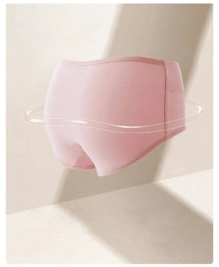 Pink high-waist women's cotton panties, breathable fabric for everyday wear
