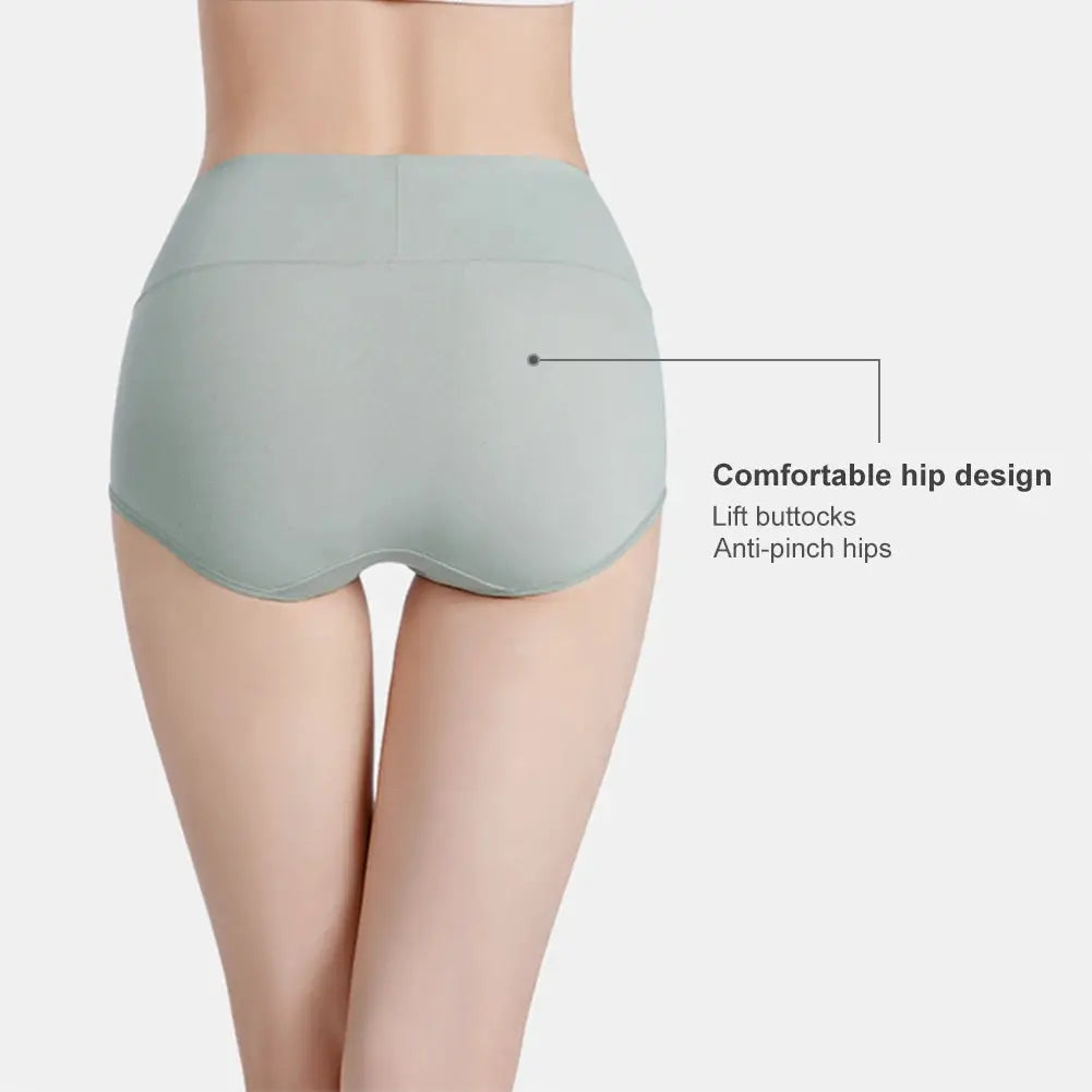 Women's cotton high-waisted underwear in mint green with butt-lift hip design and anti-ride-up fit
