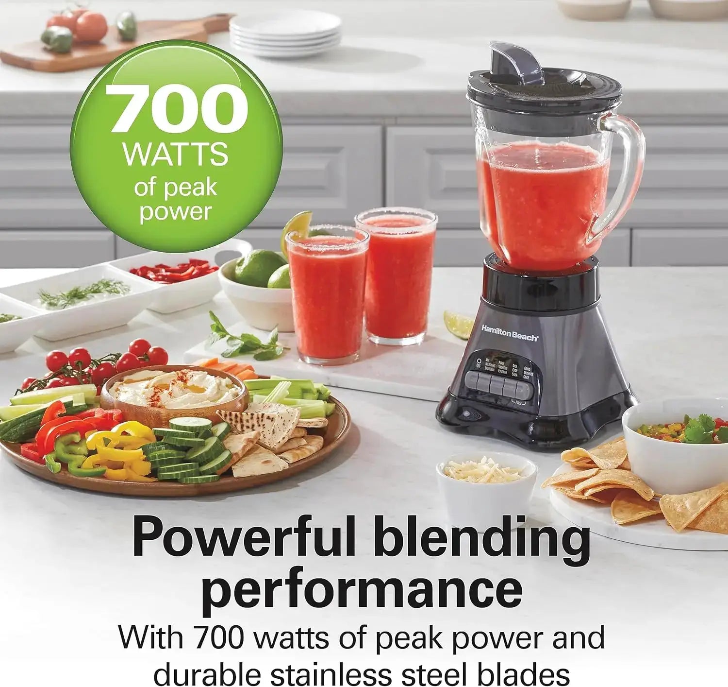 Blender And Food Processor Combo 700W Gray Black 40oz Glass Jar