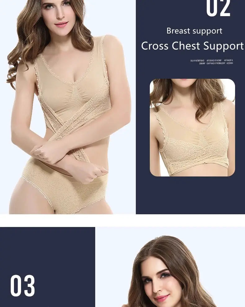 Simples Market nude lace bralette and matching underwear set, 2-piece, S-4XL, seamless