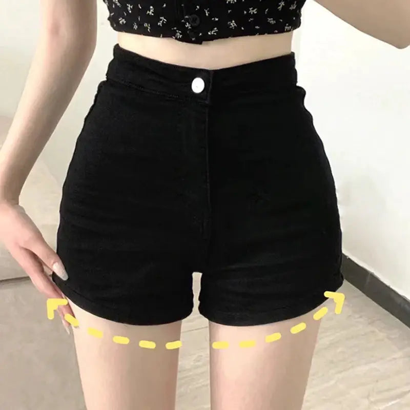 Black high-waisted women's shorts/leggings by Simples Market, ultra-short slimming casual tights