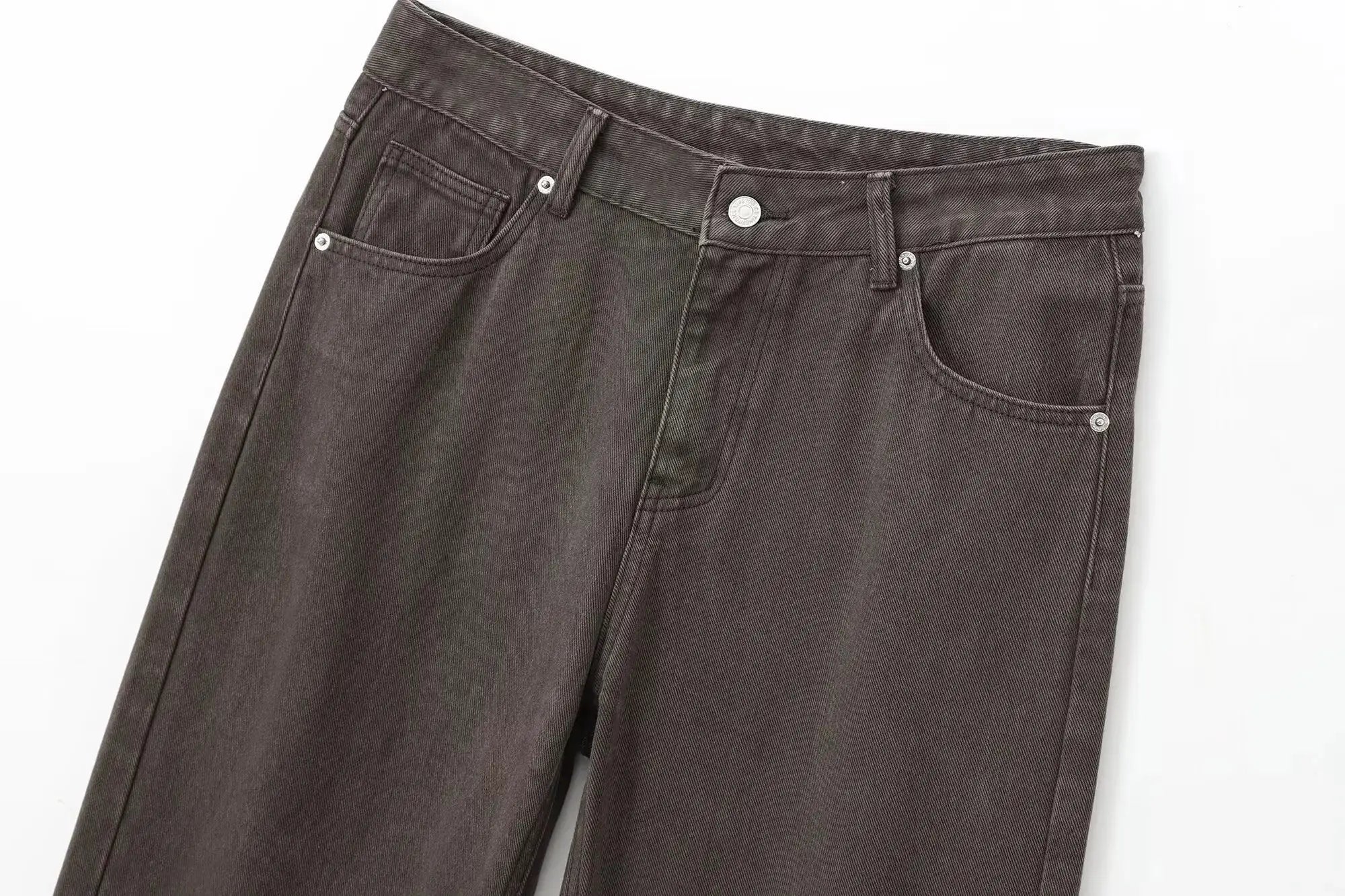 Maxdutti 2026 Ladies Mom Jeans Retro Brown Washed Denim Straight