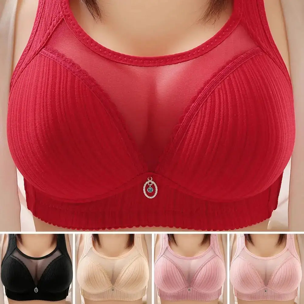 Women's wireless push-up sports bra set with 5 color options; wide straps and breathable chest pad