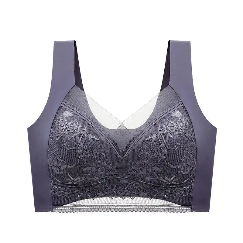 FallSweet wireless lace bralette by Simples Market, purple, plus size.
