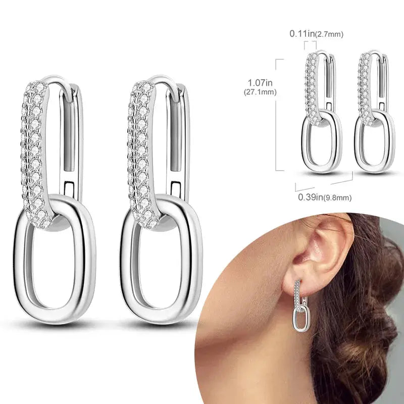925 Sterling Silver Hoop Earrings Hypoallergenic Zirconia Hoops For Women Girls High Quality Fashion Jewelry