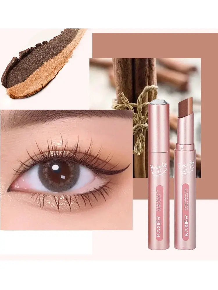Gradient Two Color Eyeshadow Pen Dual Ended Waterproof Sweat Proof Pearlescent Finishes Long Lasting Wear