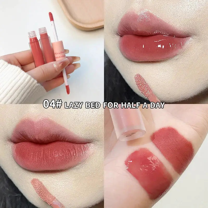 LuxeLips Double End Lip Glaze With Gloss And Matte Velvet Finish For Long Lasting Color And Hydration