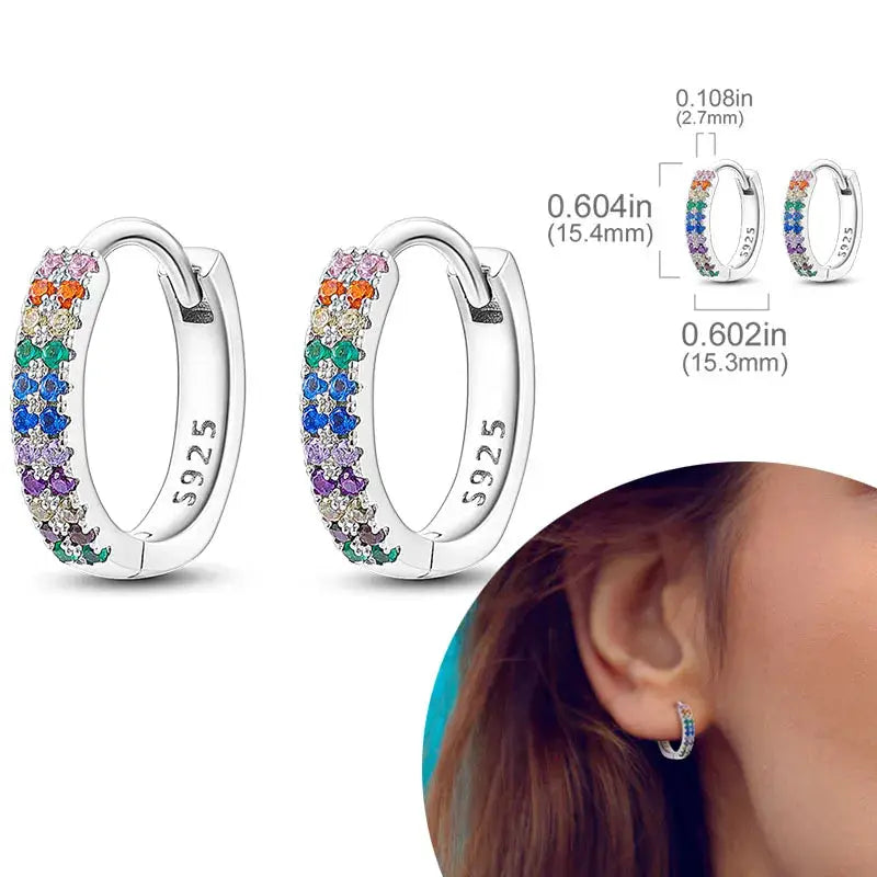 925 Sterling Silver Hoop Earrings Hypoallergenic Zirconia Hoops For Women Girls High Quality Fashion Jewelry