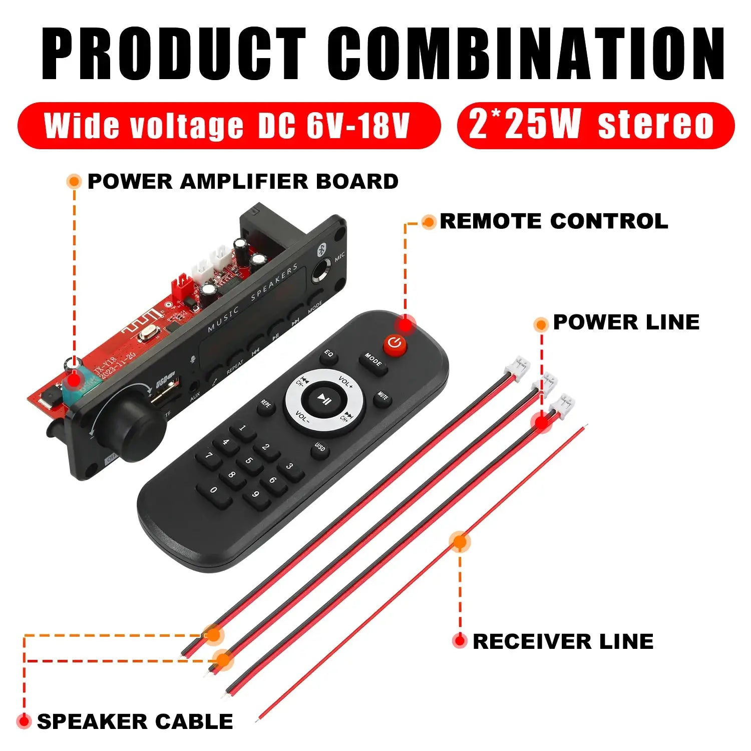 New 200W Bluetooth Amplifier MP3 WAV Decoder Board With USB FM Radio TF Card Slot DC 12V Car Audio