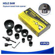 11 Piece Black Hole Saw Set For Woodworking And Gypsum Board And Ceiling 19 To 64 Mm With Plastic Storage Box