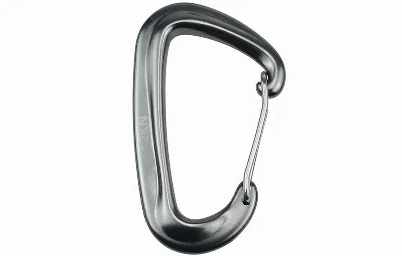 Simples Market 12KN D-shaped climbing carabiner, keychain-size, gray metal with wire gate