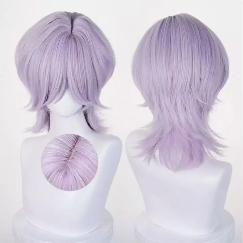 Saja Boys Jinu Abby cosplay wig, lavender purple, heat-resistant synthetic hair, Simples Market - front and back views