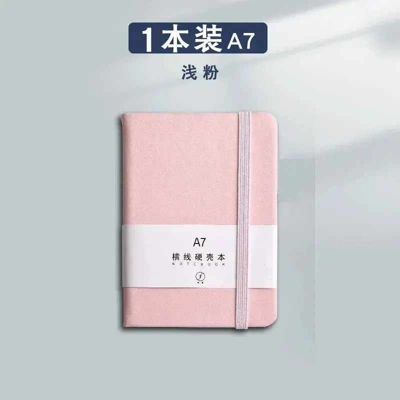 A7 pink hardcover notebook with elastic strap, 96 sheets, Simples Market