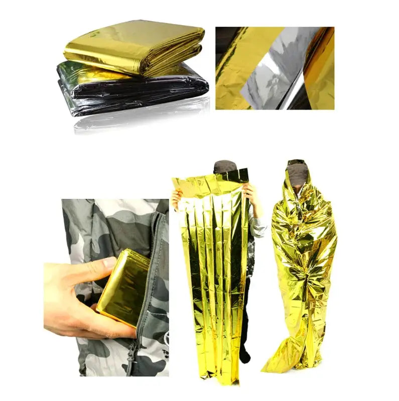 Emergency blanket gold, 160×210 cm, waterproof camping survival tool Simples Market