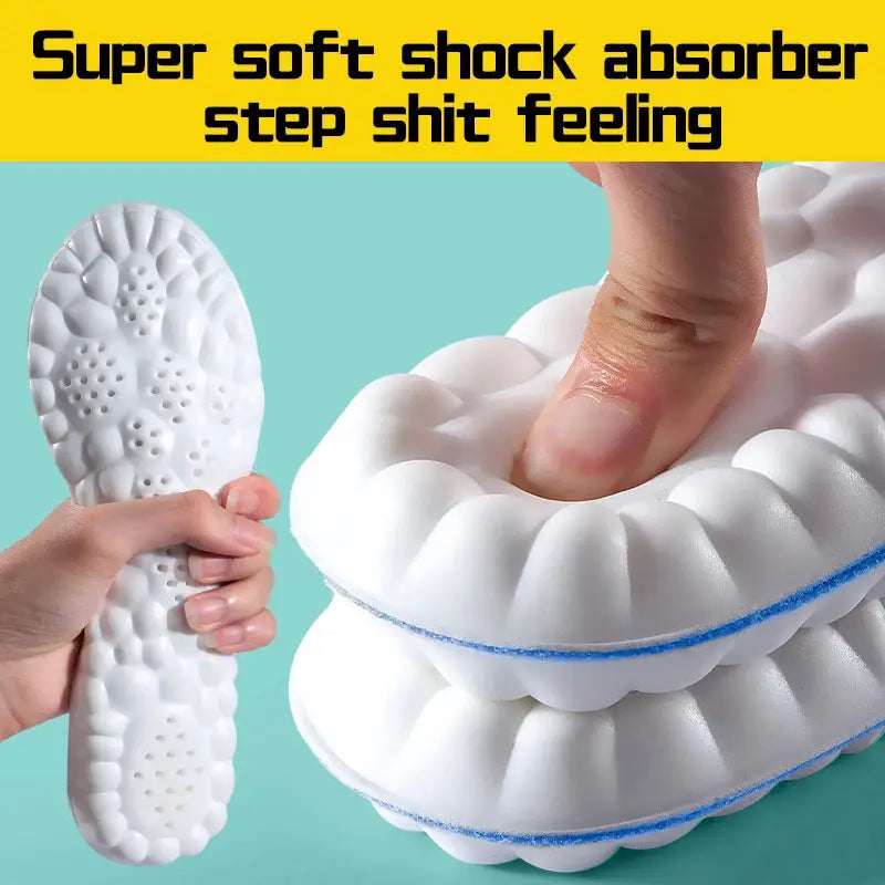 4D Cloud Technology Insoles For Shoes PU Memory Foam Breathable Cushioned Shock Absorption Arch Support For Running