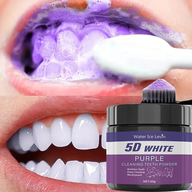 Purple Tooth Cleaning Powder Sulfate Free Deep Cleaning And Polishing Whitens Teeth In 5 Days Portable For Travel