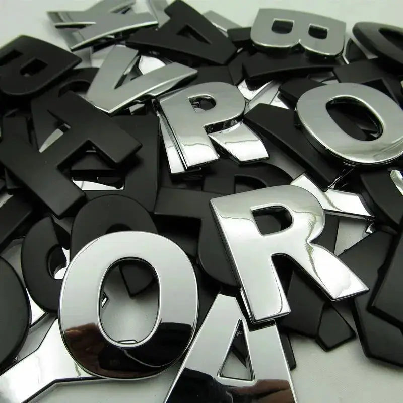 3D Metal Car Emblem Letters And Numbers Kit DIY Styling Alphabet Decals For Rear Trunk Logo Digital Badge Accessories