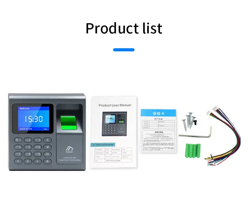 Biometric fingerprint scanner RFID access control system with USB time recorder; gray keypad kit by Simples Market