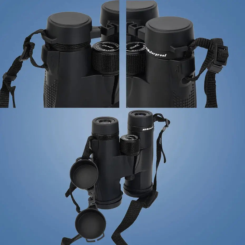 SVBONY SV47 binoculars for bird watching in black with neck strap and lens caps