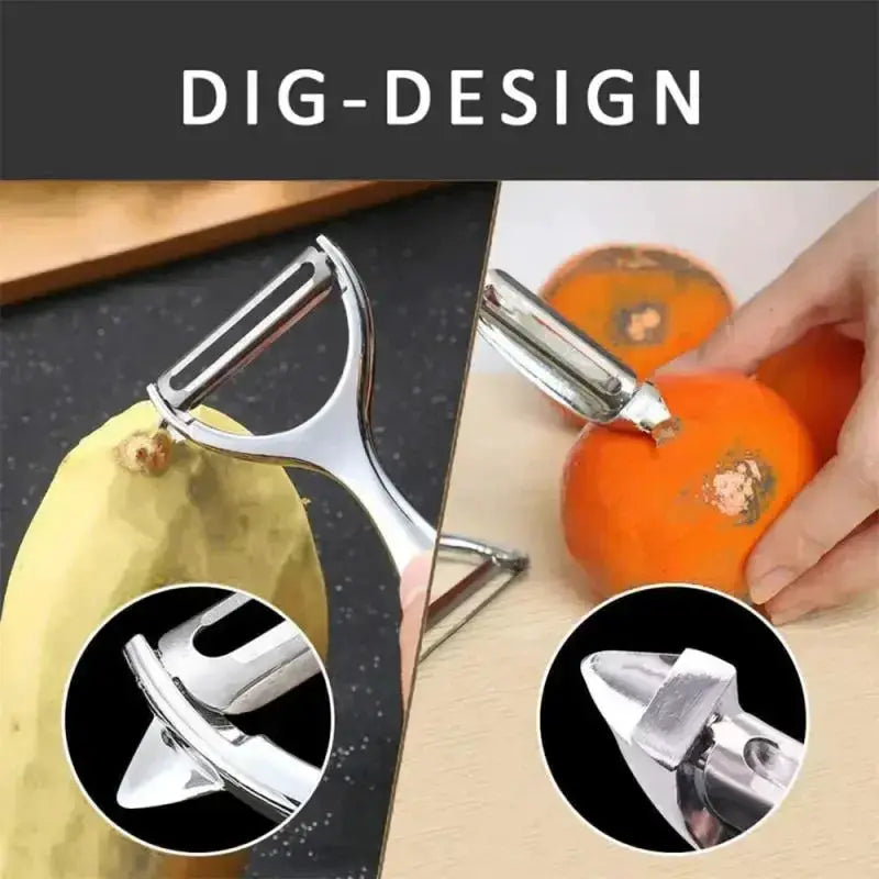 KitchenForge Multi Function Peeler Grater Tool For Fruits And Vegetables With Ergonomic Zinc Alloy Handle