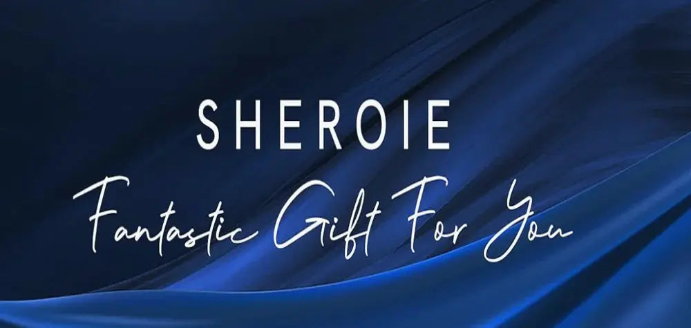 SHEROIE banner with Fantastic Gift For You on blue abstract background.