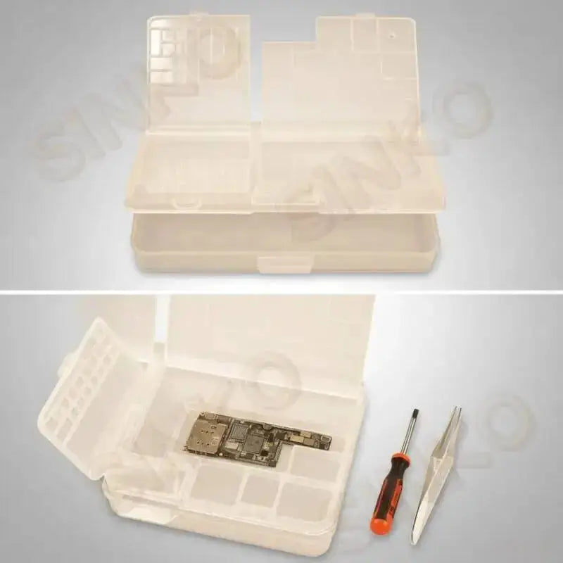 Simples Market double-layer PVC phone repair storage box; large 185x93x35mm with compartments