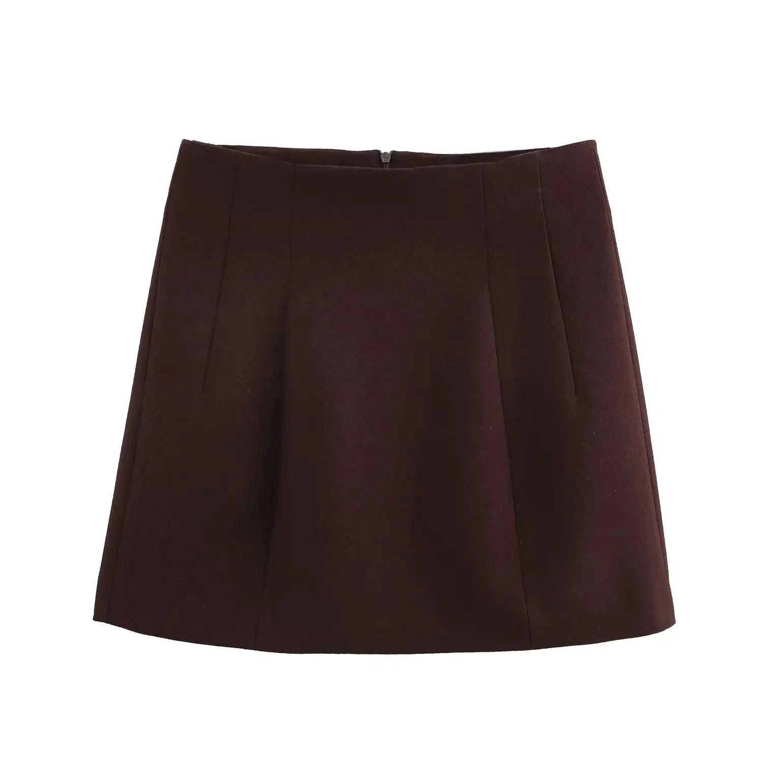 Skirt Simples Market burgundy A-line with back zipper and seam panels