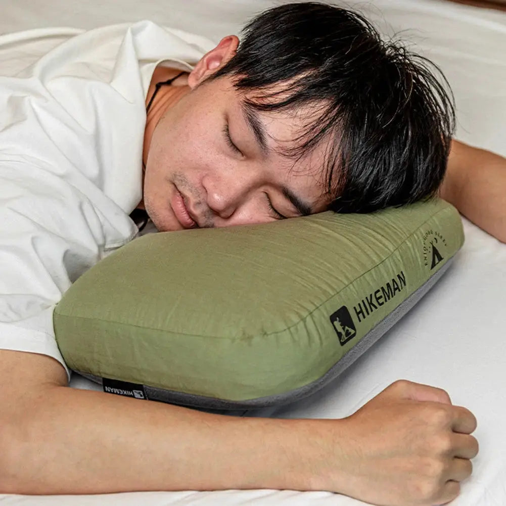Memory foam neck pillow green HIKEMAN for outdoor camping and travel
