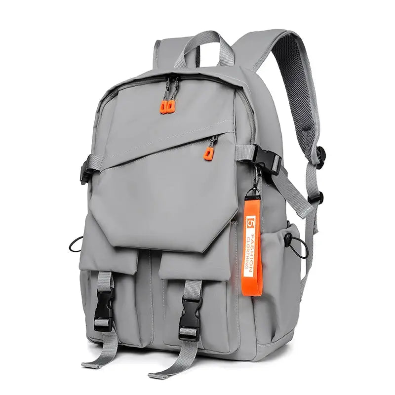 Luxury men's backpack gray 15.6-inch laptop compatible, high-capacity waterproof travel bag