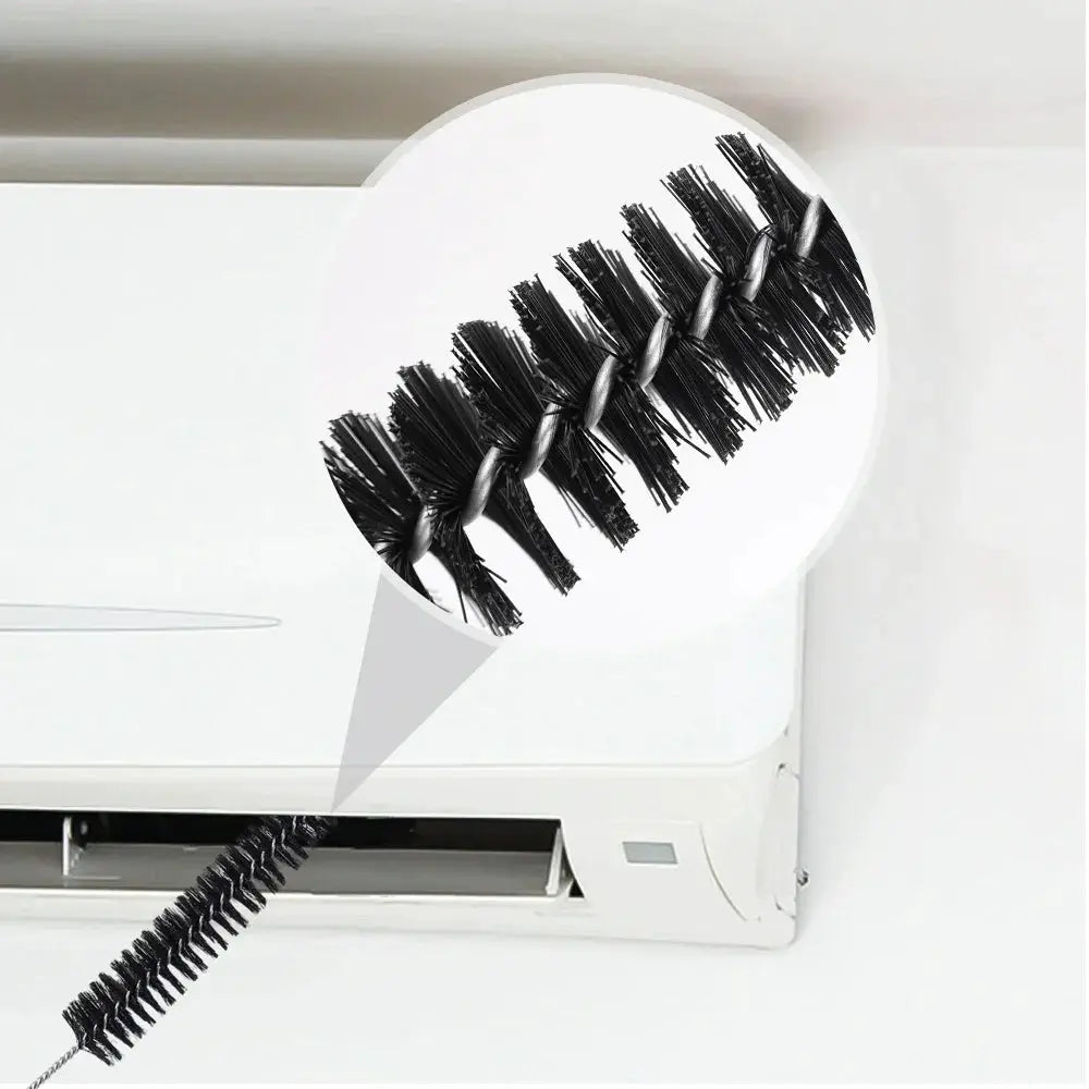 Flexible long cleaning brush by Simples Market for washing machines, dryers and pipes; black bristles.