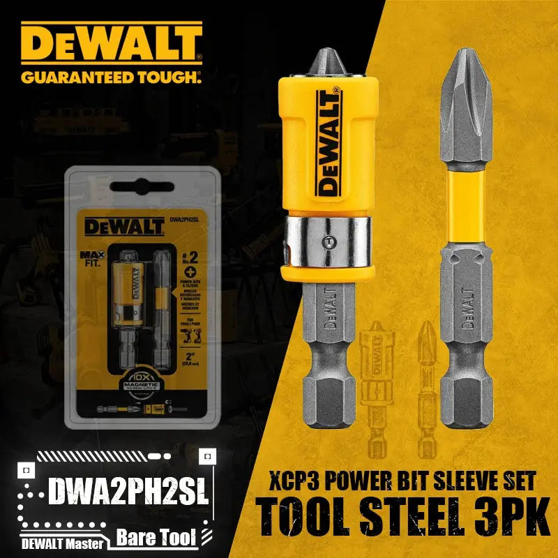 Dewalt DWA2PH2SL XCP3 Max Fit Phillips No 2 Power Bit Sleeve Set 2 Inch S2 Tool Steel 3 Pack
