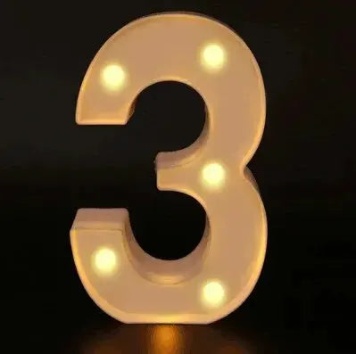 Number Letter Lamp 3 with warm white LED lights for home decor