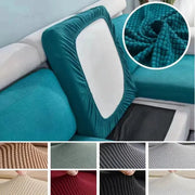 Polar fleece sofa seat cushion cover in teal with elastic edge; Simples Market furniture protector, 10 sizes