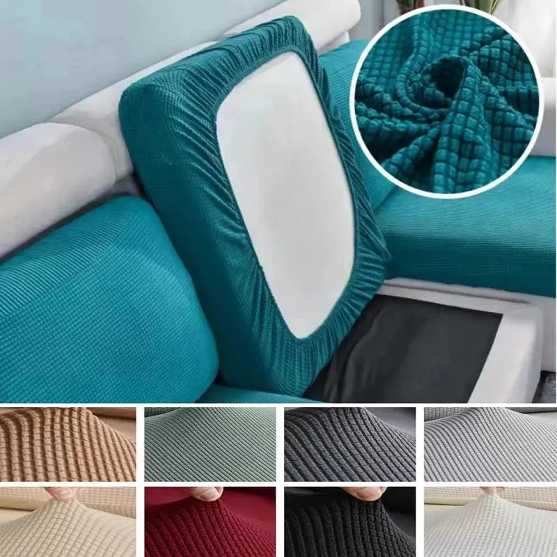 Polar fleece sofa seat cushion cover in teal with elastic edge; Simples Market furniture protector, 10 sizes