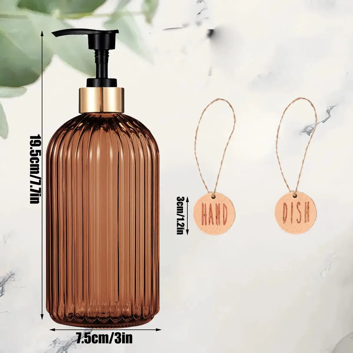 Amber Dish Soap Dispenser Bottle 500ml Reusable Hand Press Kitchen