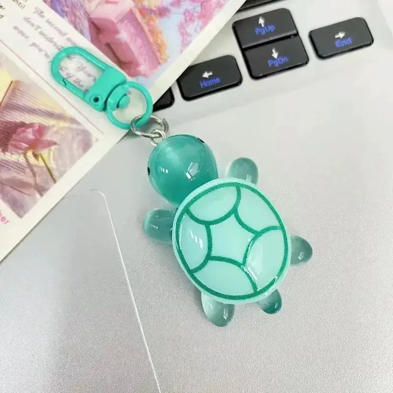 Glow In The Dark Turtle Keychain For Women And Girls Backpack Pendant Colorful Tortoise Keyring Gift